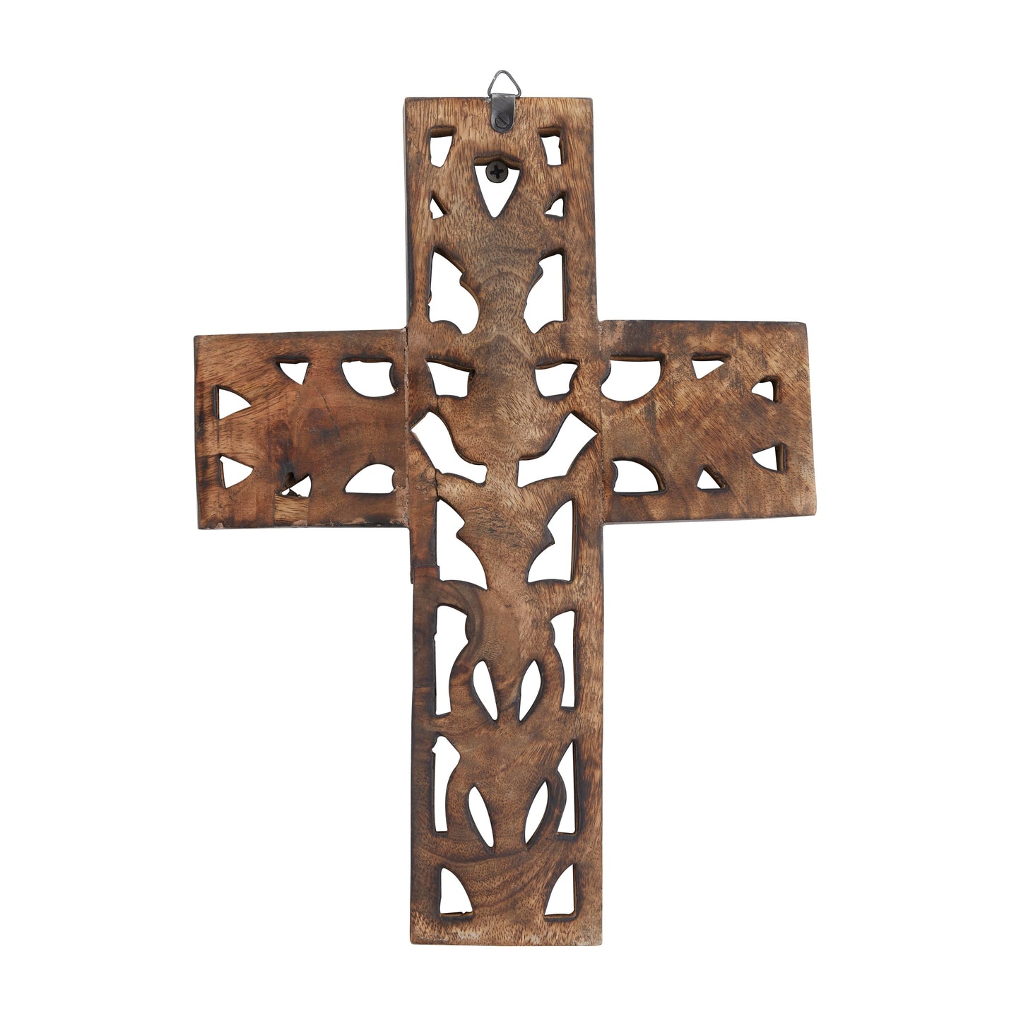 Croce decorativa da parete tradizionale in legno marrone 12 x 9 x 1