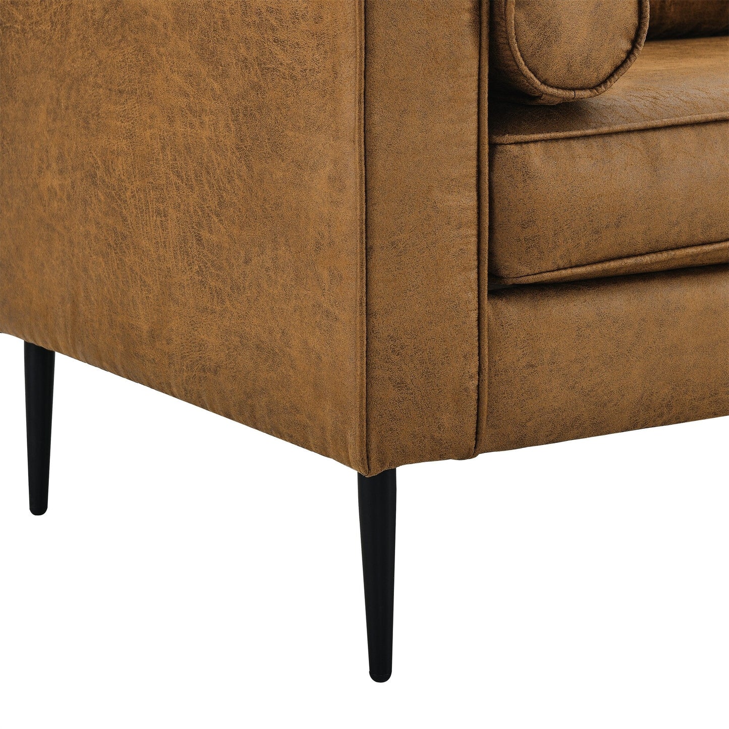 Divano a due posti imbottito marrone Mid Century Modern 79 con cuscino e cuscini per soggiorno