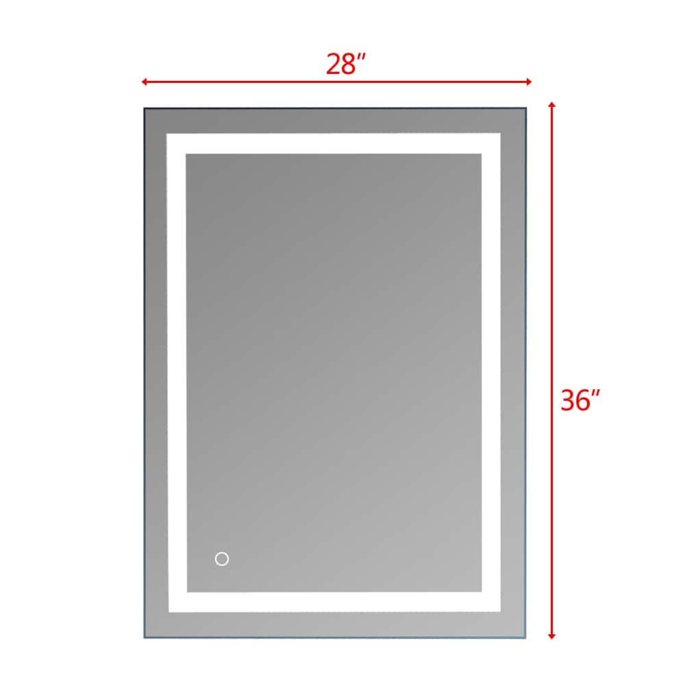 Specchio da bagno con striscia luminosa LED touch integrata, argento