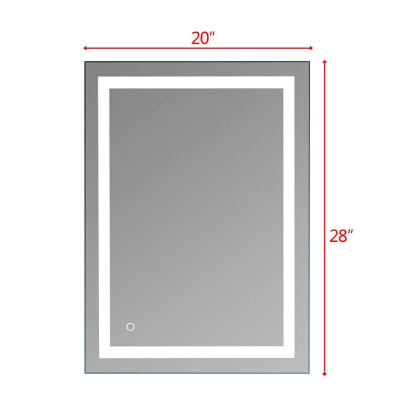 Specchio da bagno con striscia luminosa LED touch integrata, argento