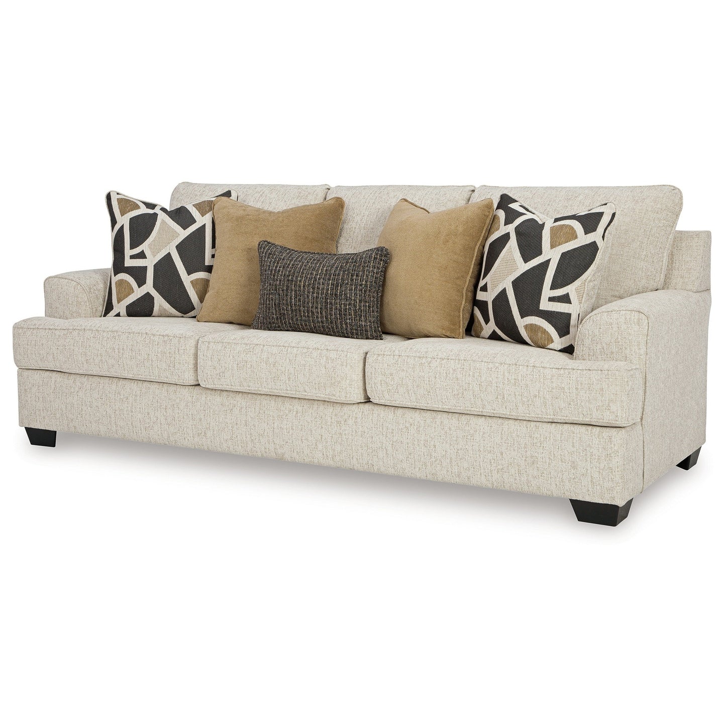 Divano Burgess, poliestere beige quarzo, 5 cuscini decorativi, 97 pollici