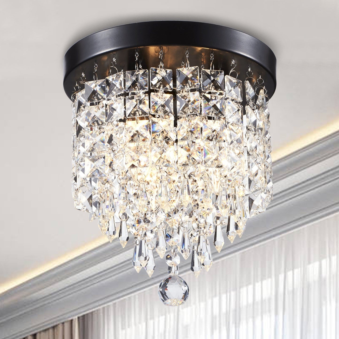 Lampadario in cristallo mini a 3 luci CO-Z con cristalli a goccia