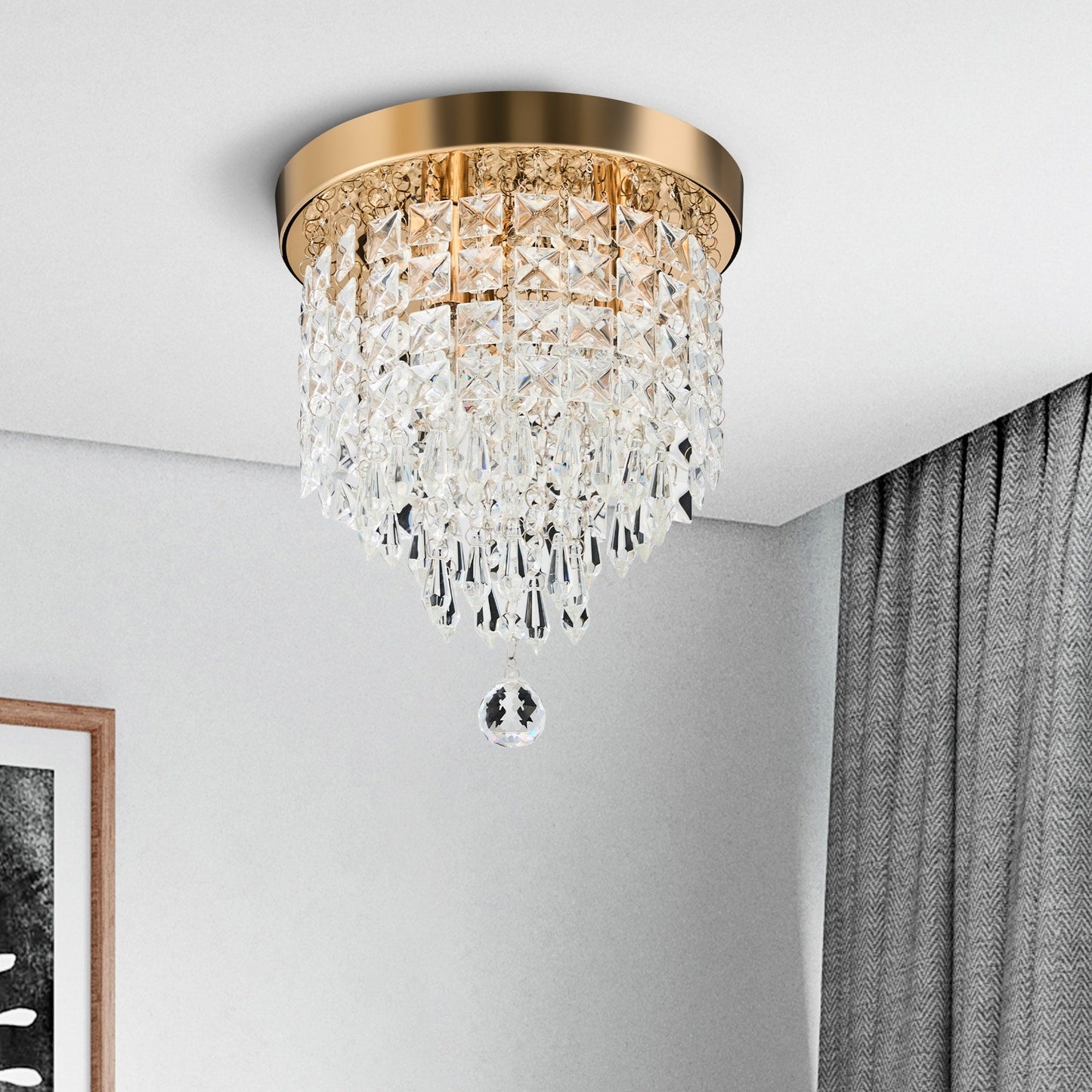 Lampadario in cristallo mini a 3 luci CO-Z con cristalli a goccia