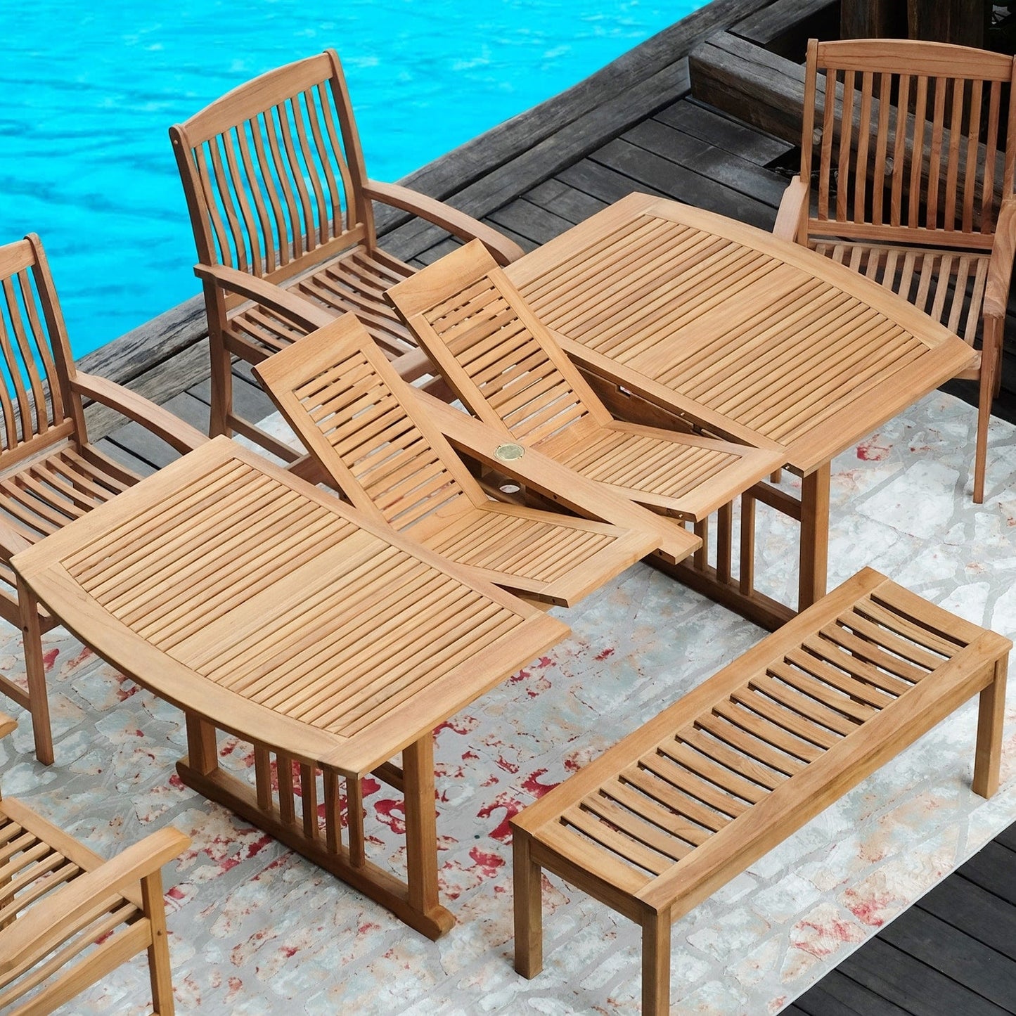 Set da pranzo estensibile da esterno Cambridge Casual Caterina in teak, 6 pezzi