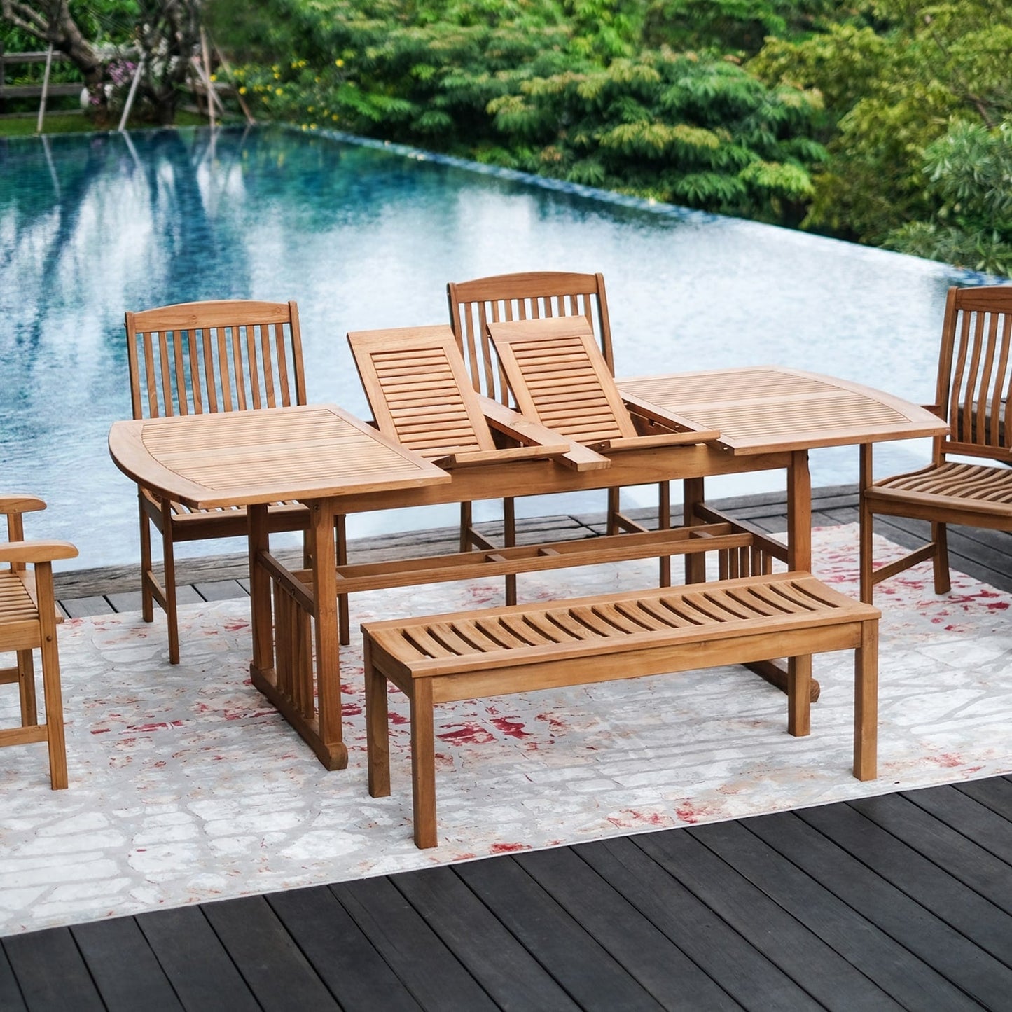 Set da pranzo estensibile da esterno Cambridge Casual Caterina in teak, 6 pezzi