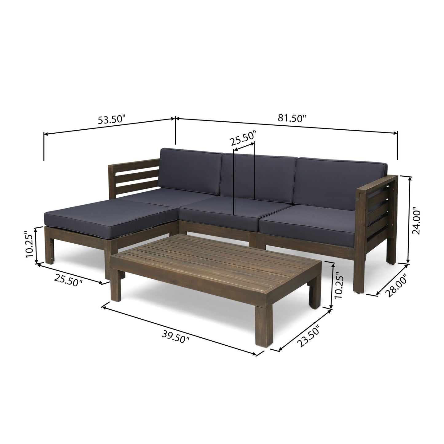 Set di divani Cambridge Outdoor Wood da 5 pezzi di Christopher Knight Home