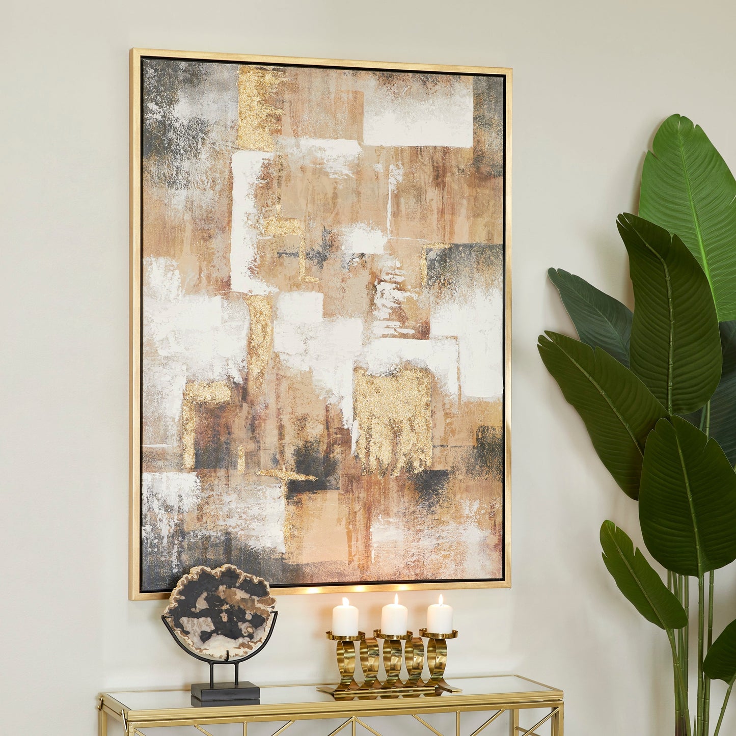 Quadro su tela astratto con cornice dorata - Oro - CosmoLiving di Cosmopolitan