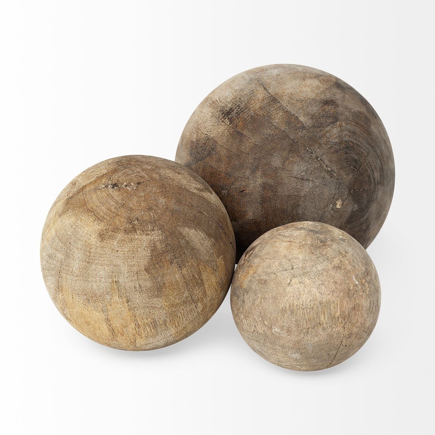 Sfere decorative in legno naturale Carrick (set da 3) - 5,0 L x 5,0 W x 5,0 H