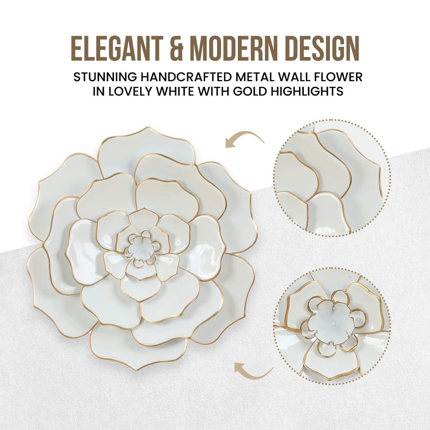 Carson Carrington Mjugg - Decorazione murale in metallo bianco con fiori