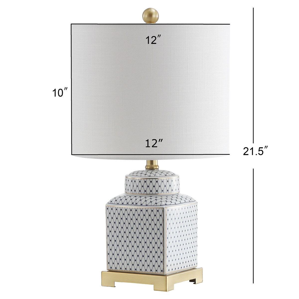 Lampada da tavolo a LED Catherine 21.5 in ceramica/metallo, bianco/blu navy di JONATHAN Y
