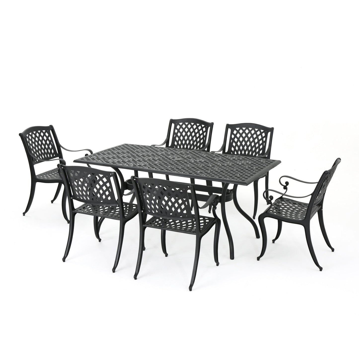 Set da pranzo da esterno in alluminio Cayman da 7 pezzi di Christopher Knight Home