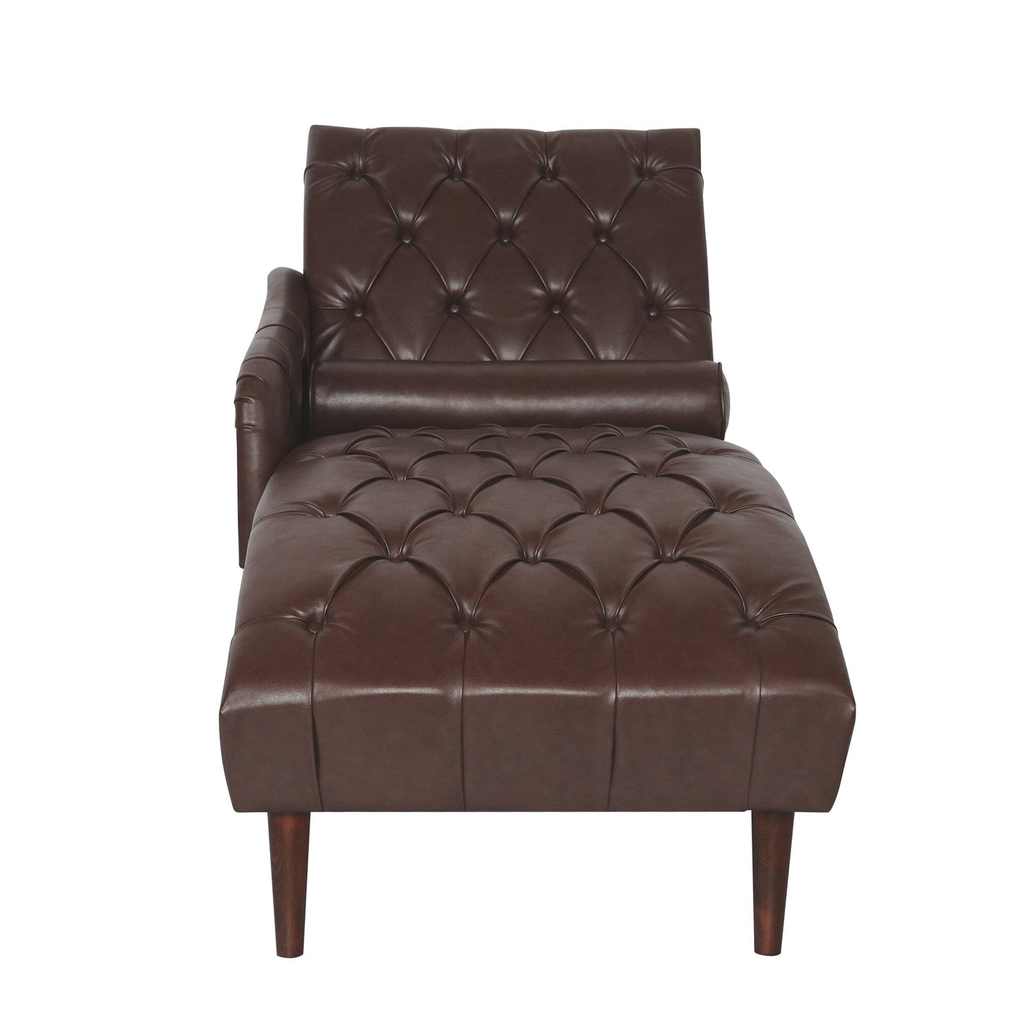 Poltrona chaise longue imbottita per interni, per il tempo libero, con cuscino e gambe in legno massello