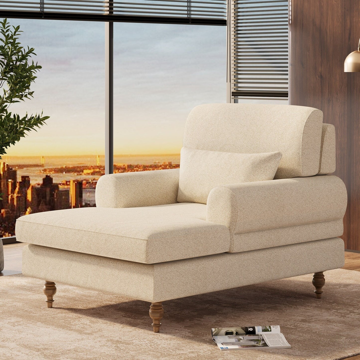 Poltrona chaise longue con schienale regolabile, moderna poltrona oversize comoda per interni