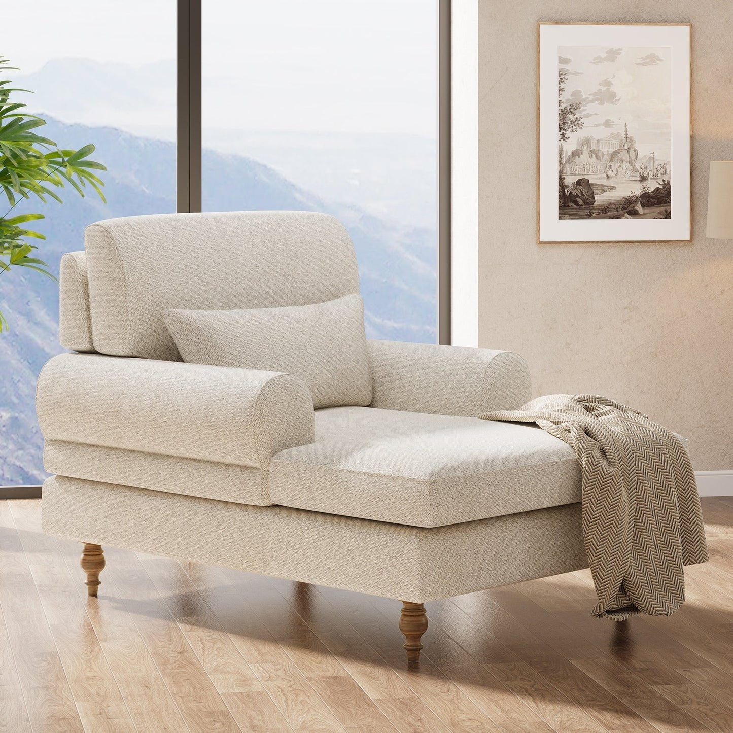 Poltrona chaise longue con schienale regolabile, moderna poltrona oversize comoda per interni