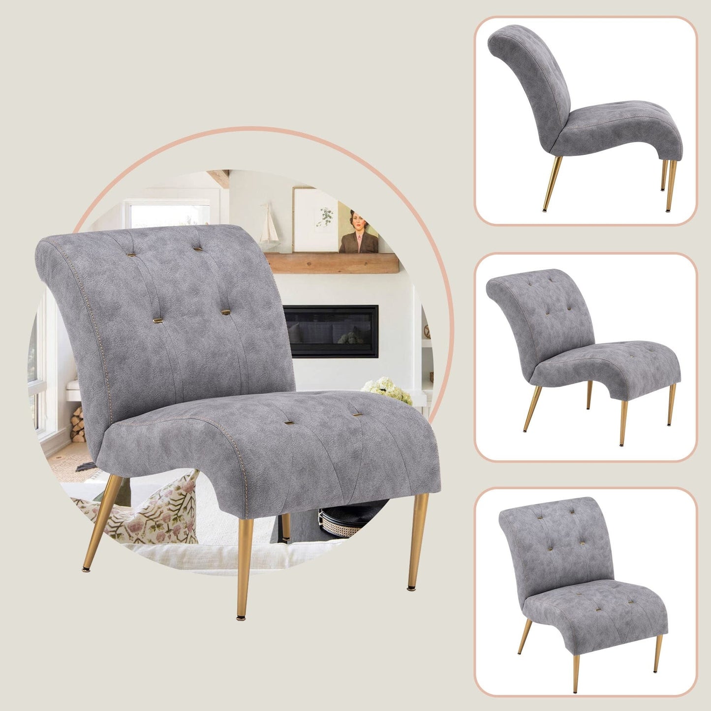 Divano chaise longue imbottito, poltrona decorativa per camera da letto, soggiorno