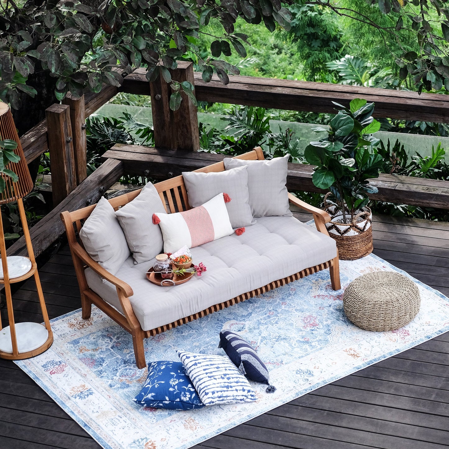 Set da conversazione per patio Cambridge Casual Chara in teak da 4 pezzi