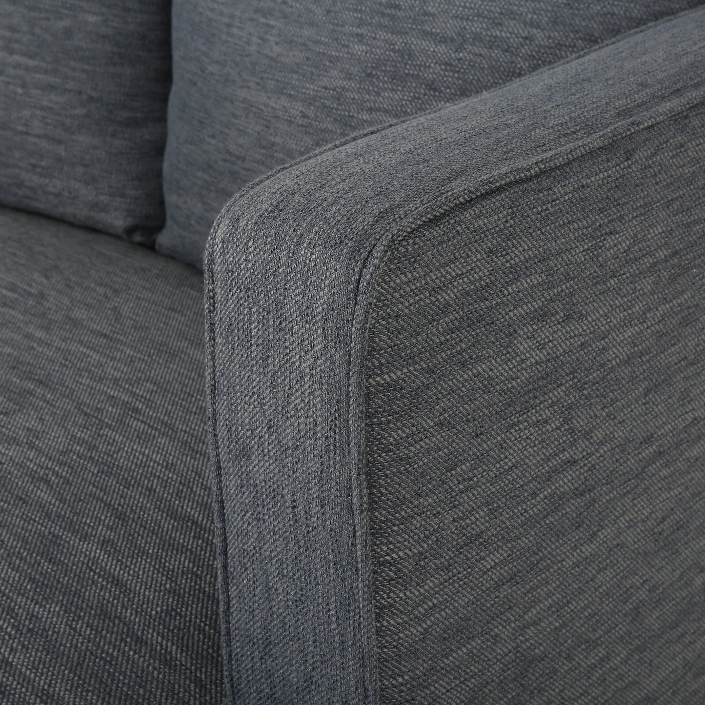 Divano moderno 86 a 3 posti color antracite con gambe in legno e schienale trapuntato per soggiorno
