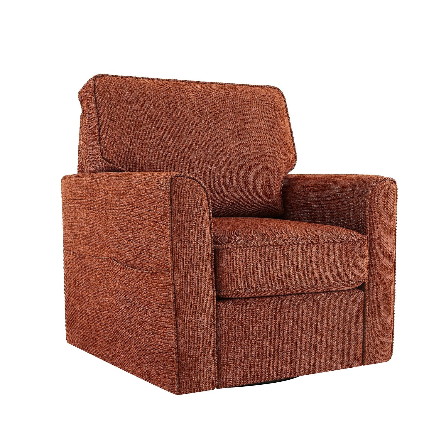 Poltrona girevole a 360° in ciniglia, poltrona moderna con tasche laterali, poltrona girevole, poltrona reclinabile ergonomica per camera da letto