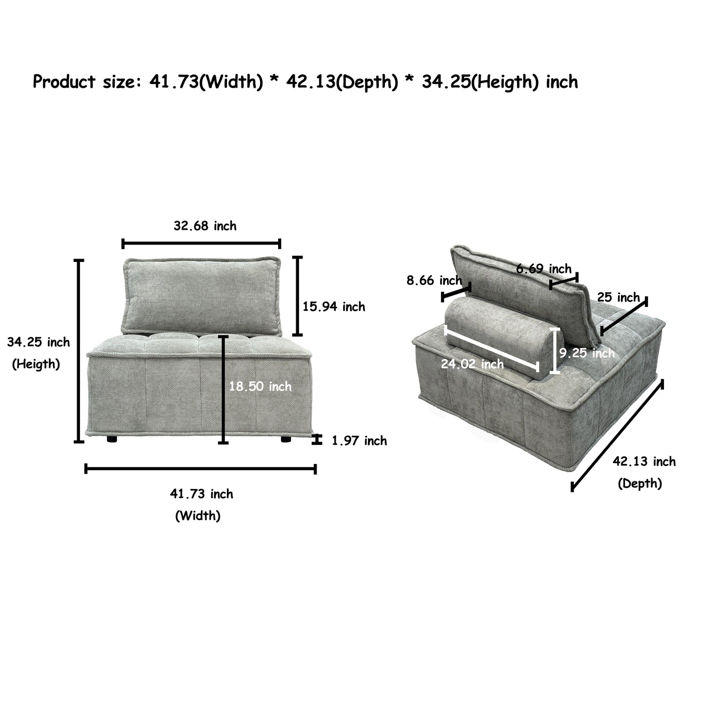 Set di divani modulari Chenille da 5 pezzi