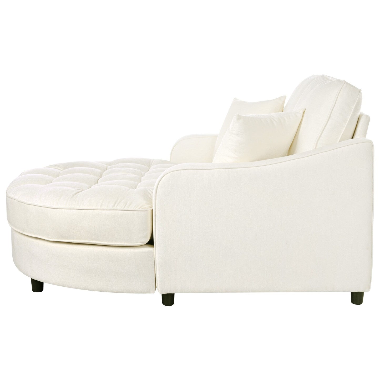 Divano letto con chaise longue in ciniglia, divano imbottito con schienale trapuntato e 2 cuscini staccabili per soggiorno