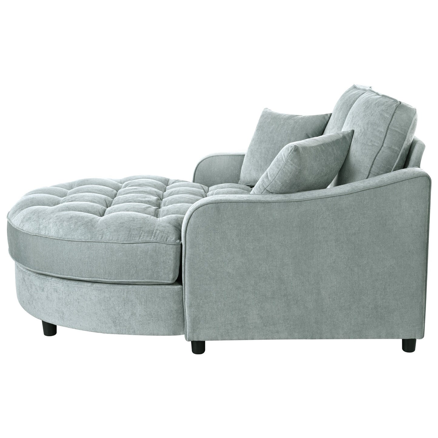 Divano letto con chaise longue in ciniglia, divano imbottito con schienale trapuntato e 2 cuscini staccabili per soggiorno