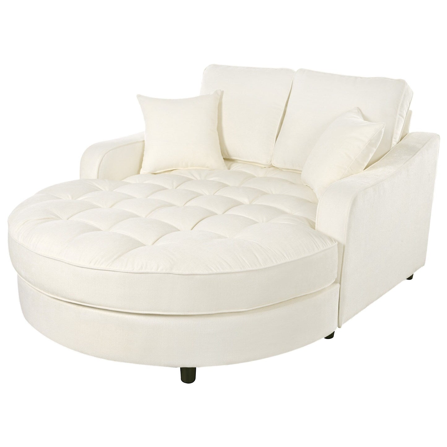 Divano letto con chaise longue in ciniglia, divano imbottito con schienale trapuntato e 2 cuscini staccabili per soggiorno