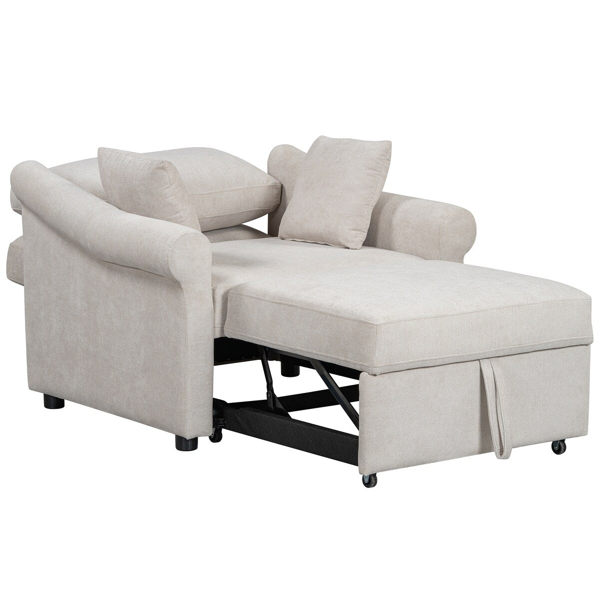 Poltrona letto trasformabile in ciniglia con schienale regolabile, poltrona 3 in 1 che si trasforma in letto, letto singolo per soggiorno