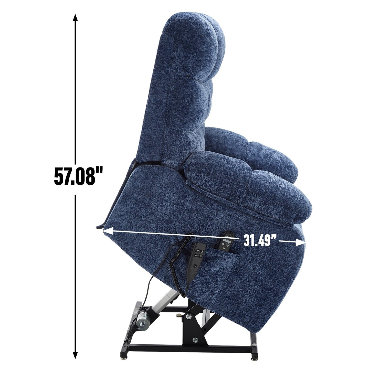 Poltrona reclinabile elettrica Chenille Dual Motor Infinite Position, poltrona reclinabile oversize con massaggio termico e telecomando elettrico