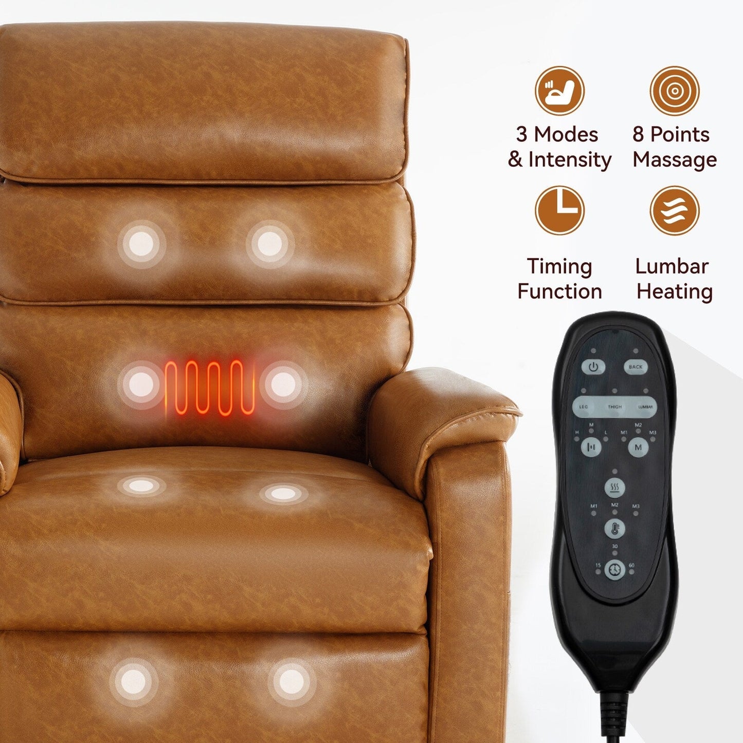 Poltrona reclinabile Chenille Dual Motor Infinite Power Lift con telecomando, massaggio termico e meccanismo di movimento per impieghi gravosi