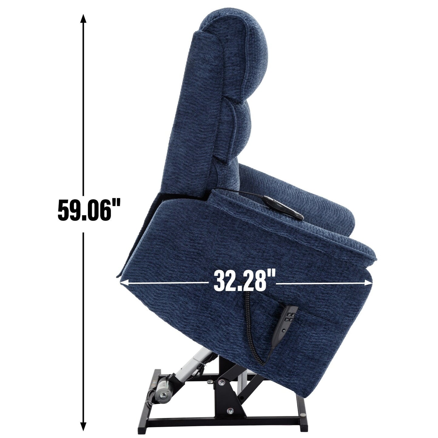 Poltrona reclinabile Chenille Dual Motor Infinite Power Lift con telecomando, massaggio termico e meccanismo di movimento per impieghi gravosi