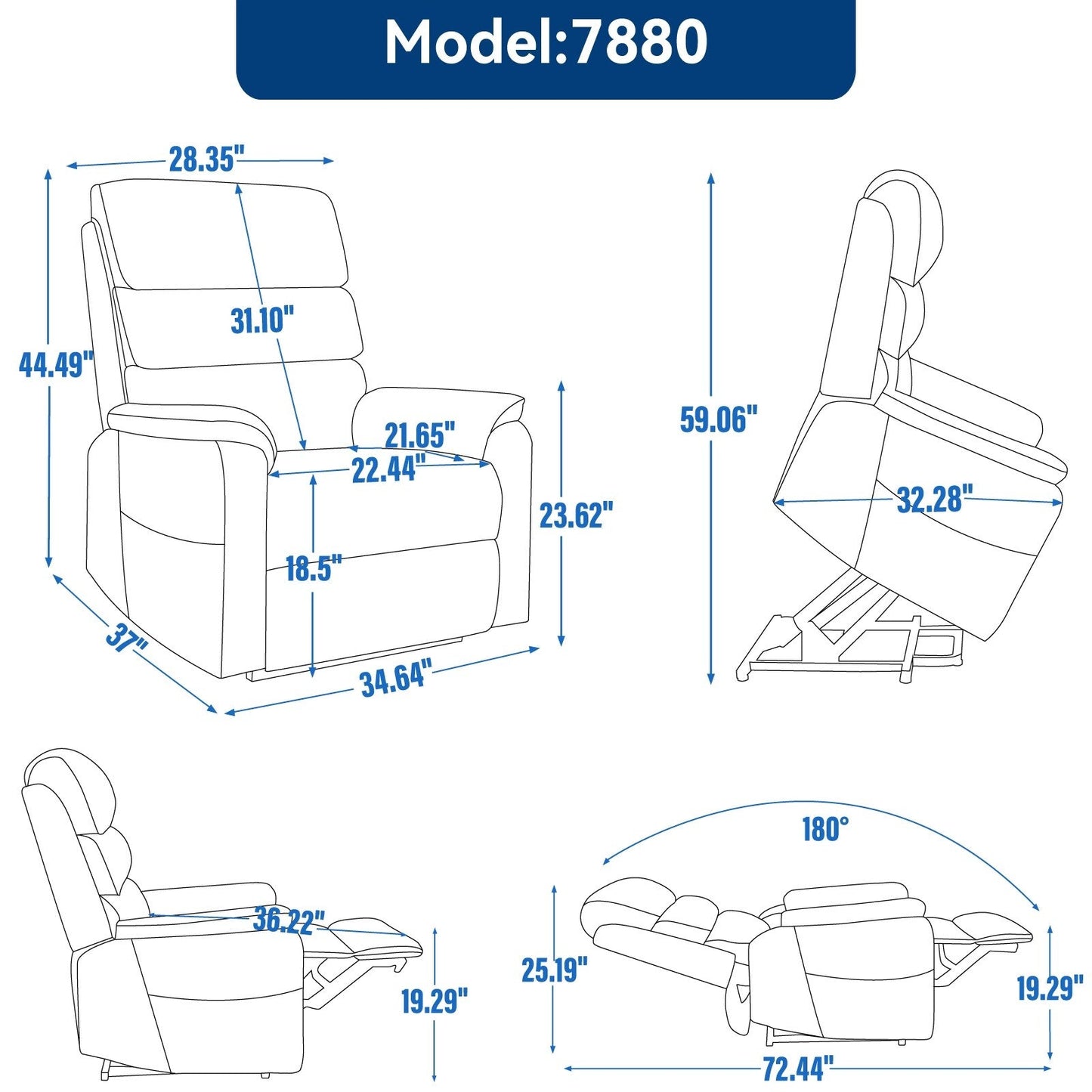 Poltrona reclinabile Chenille Dual Motor Infinite Power Lift con telecomando, massaggio termico e meccanismo di movimento per impieghi gravosi
