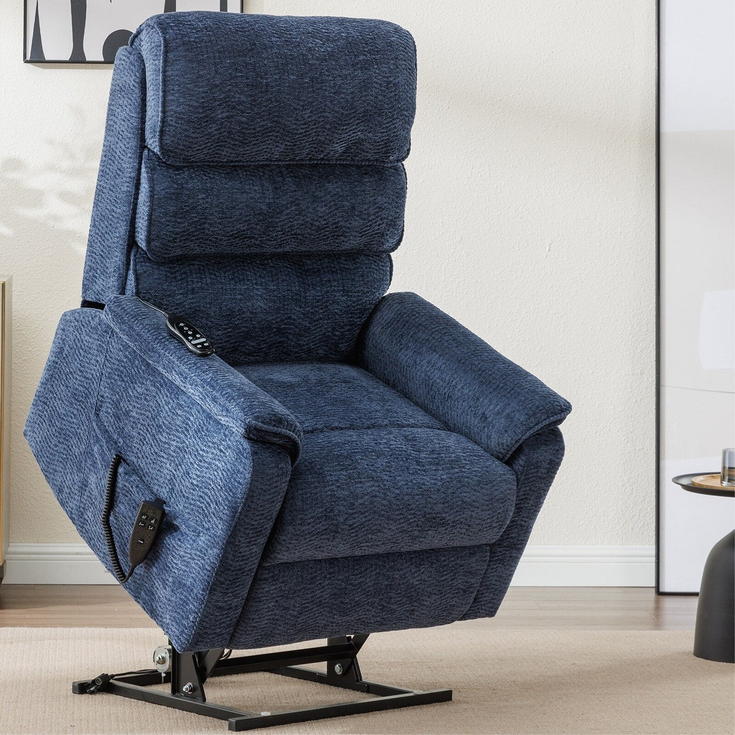 Poltrona reclinabile Chenille Dual Motor Infinite Power Lift con telecomando, massaggio termico e meccanismo di movimento per impieghi gravosi
