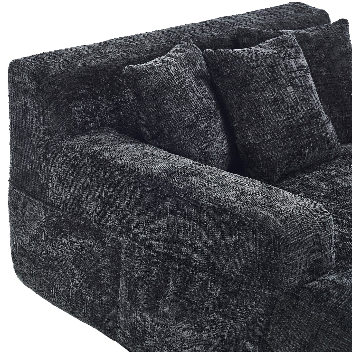 Divano letto Chenille Lazy Sofa con cuscini - Poltrona trasformabile con braccioli, divano letto multiposizione per soggiorno