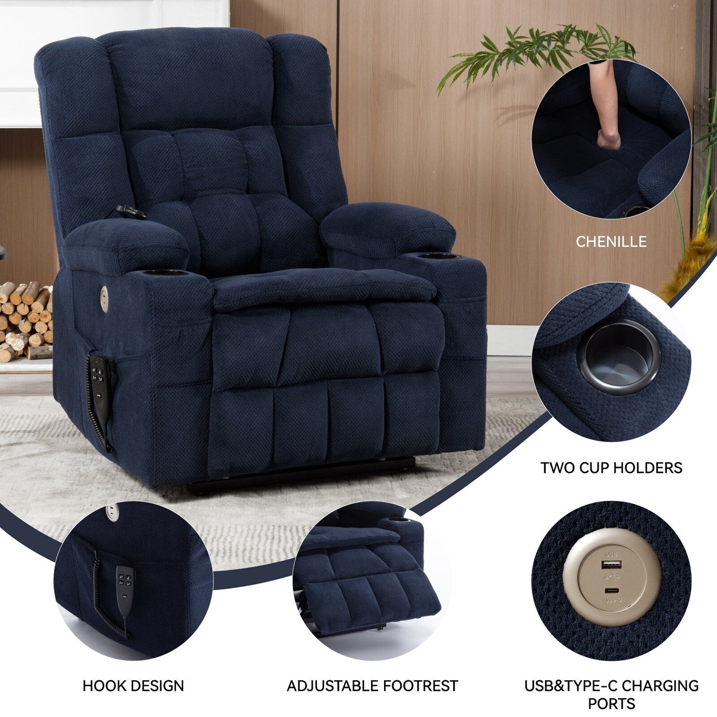 Poltrona reclinabile elettrica Chenille