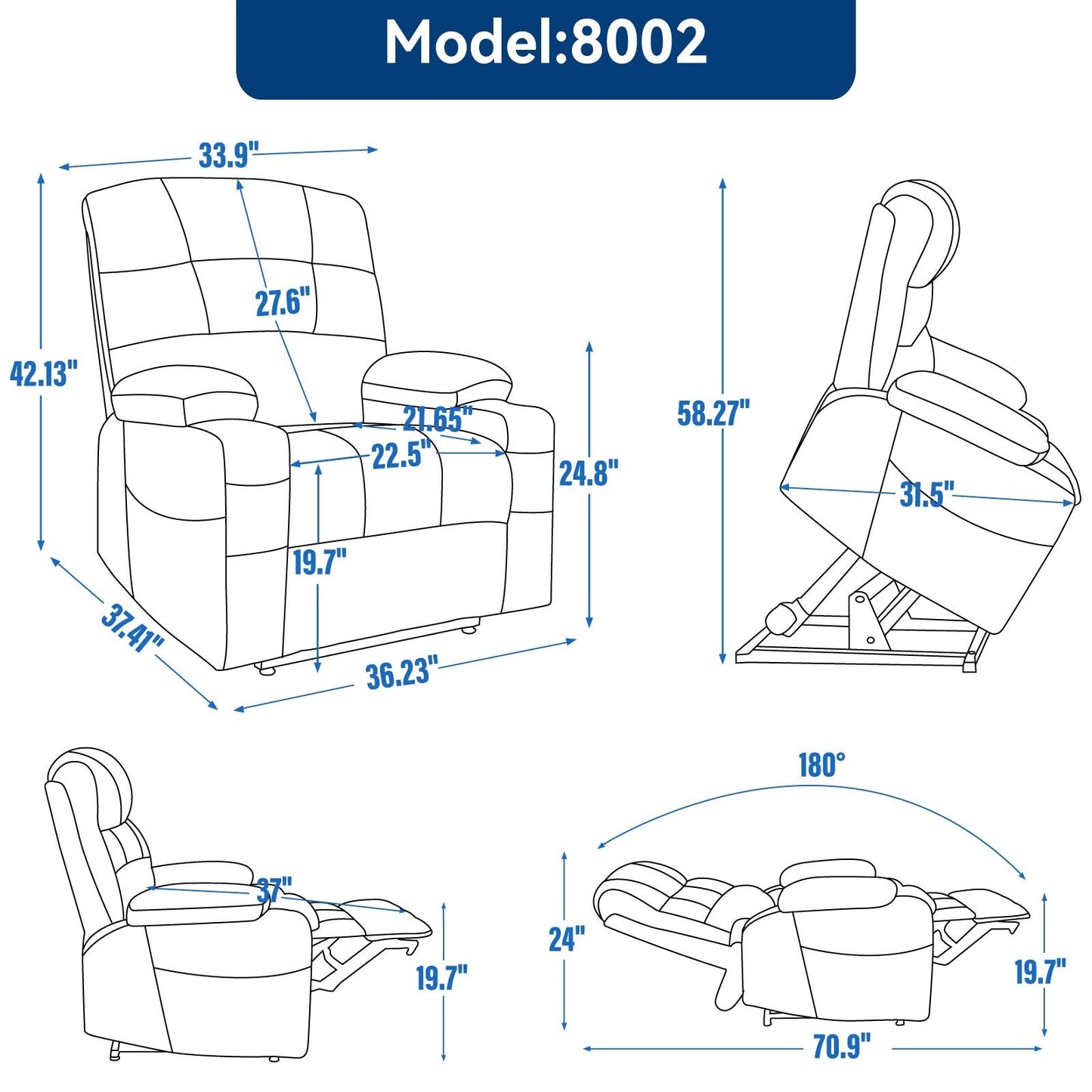 Poltrona reclinabile elettrica Chenille