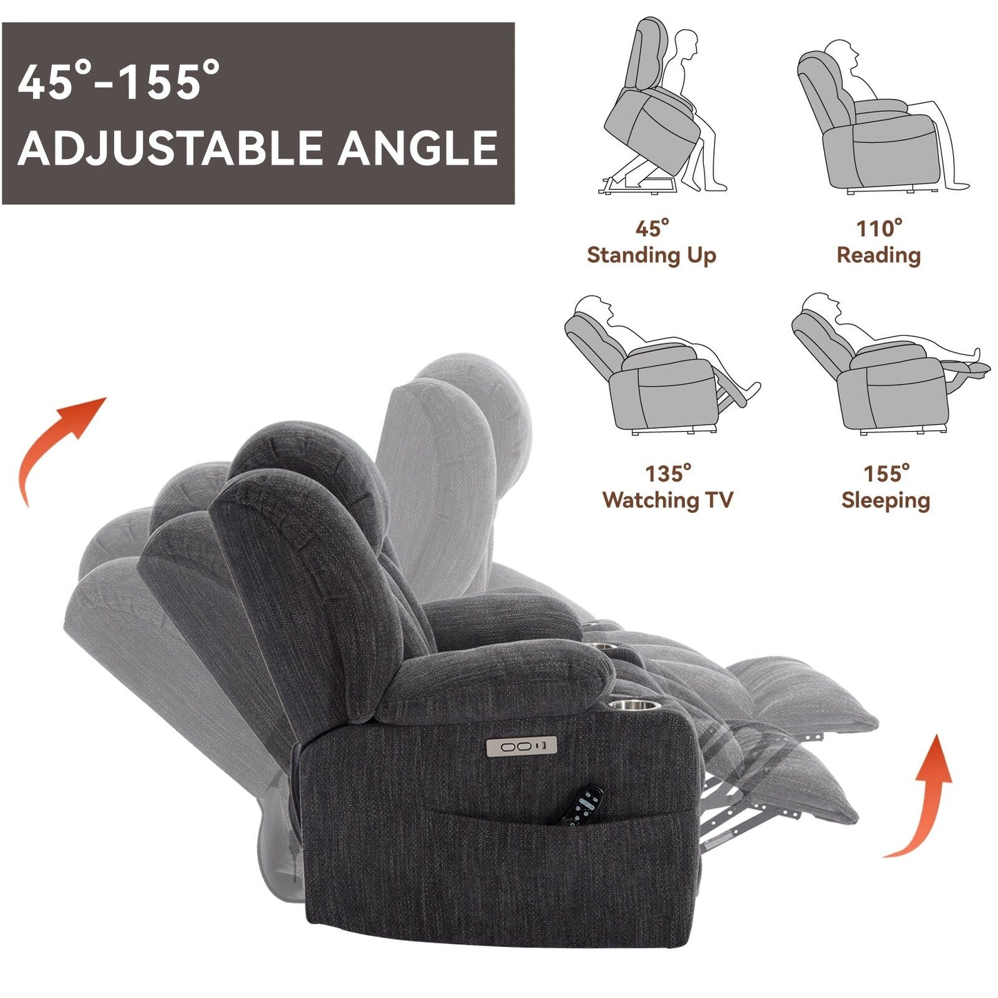 Poltrona reclinabile elettrica Chenille