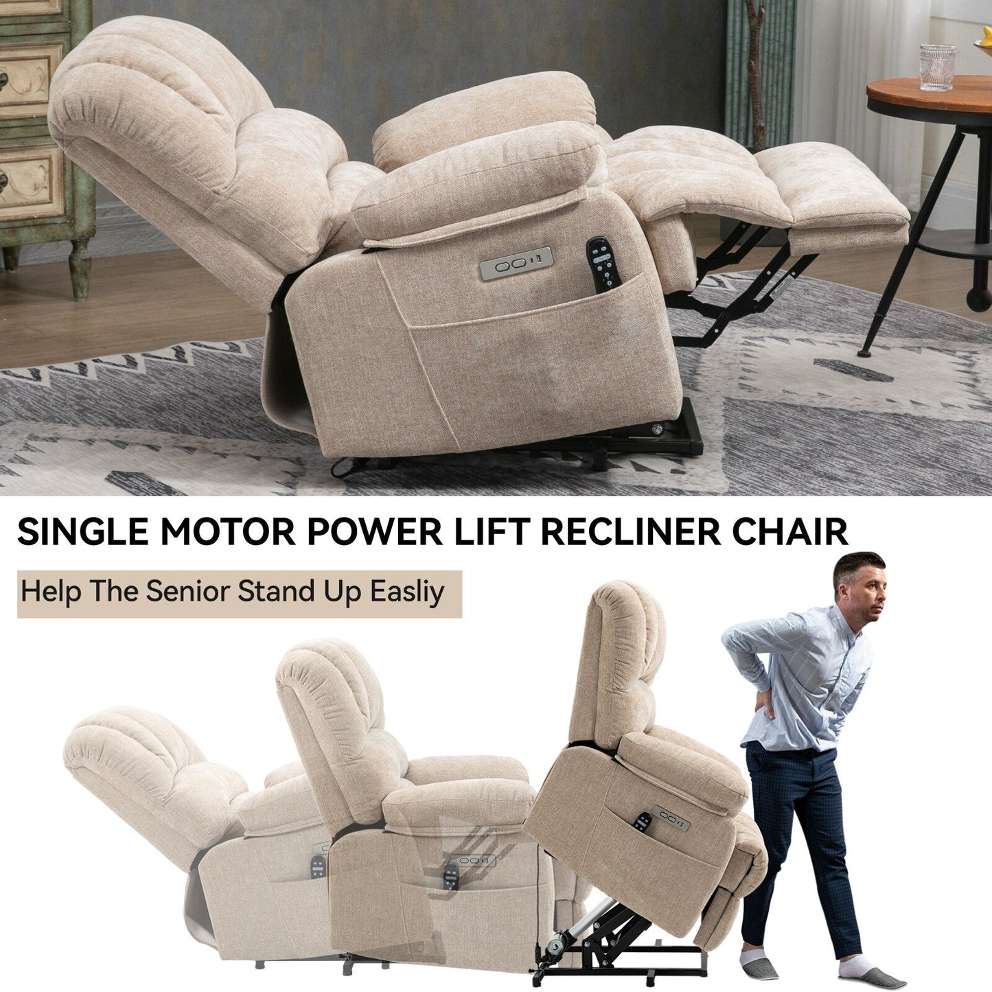 Poltrona reclinabile elettrica Chenille