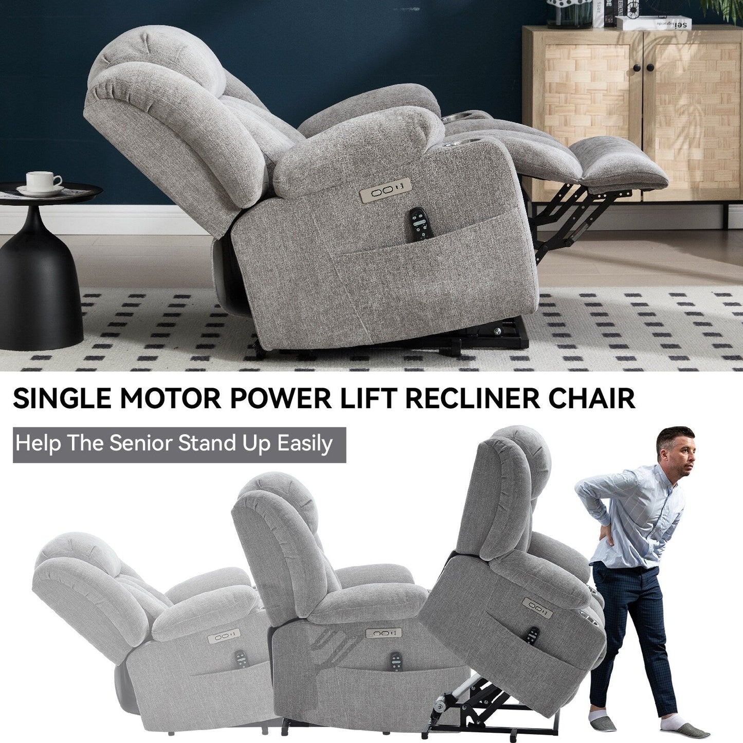 Poltrona reclinabile elettrica Chenille