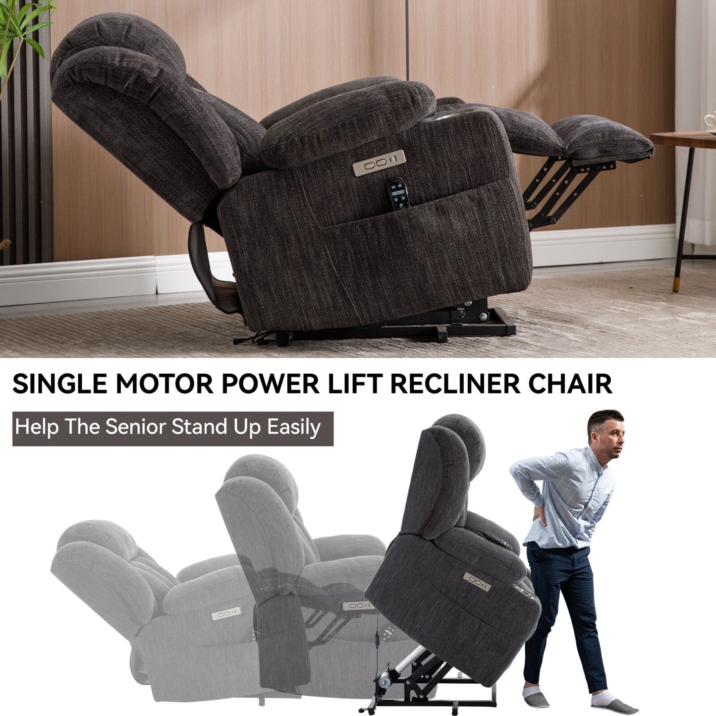 Poltrona reclinabile elettrica Chenille