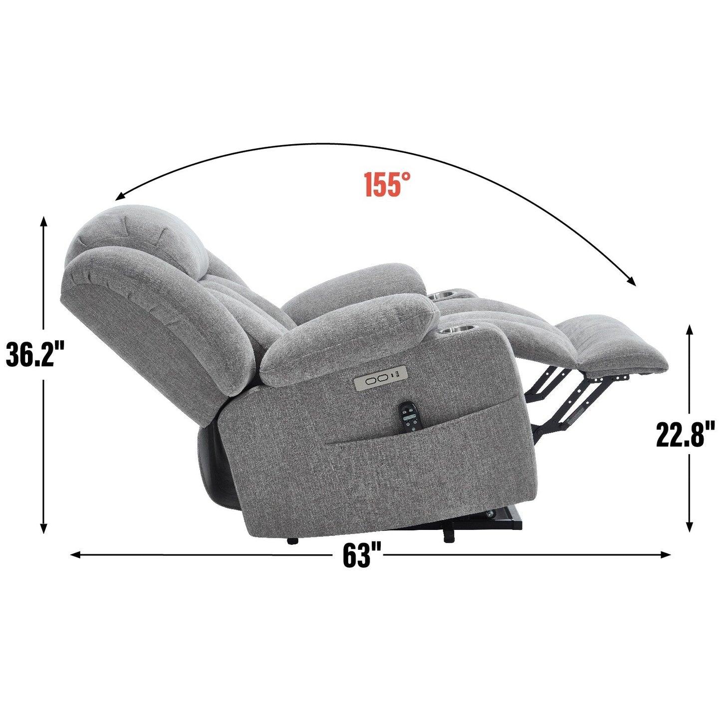 Poltrona reclinabile elettrica Chenille