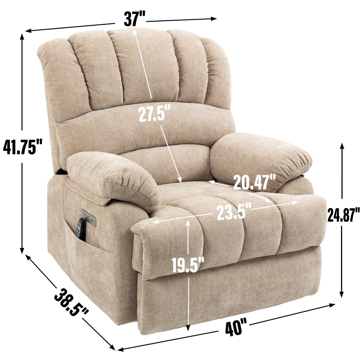 Poltrona reclinabile elettrica Chenille