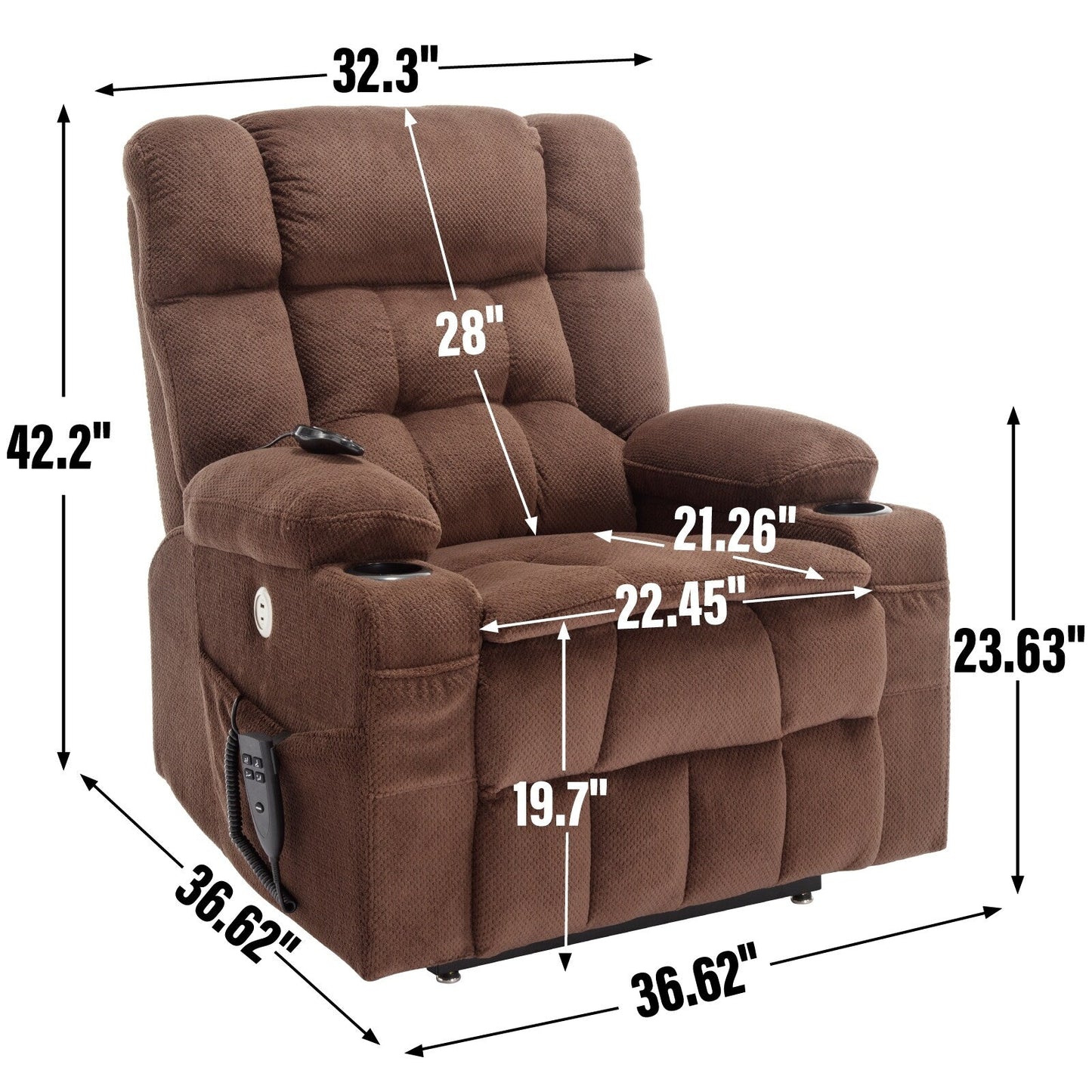 Poltrona reclinabile elettrica Chenille