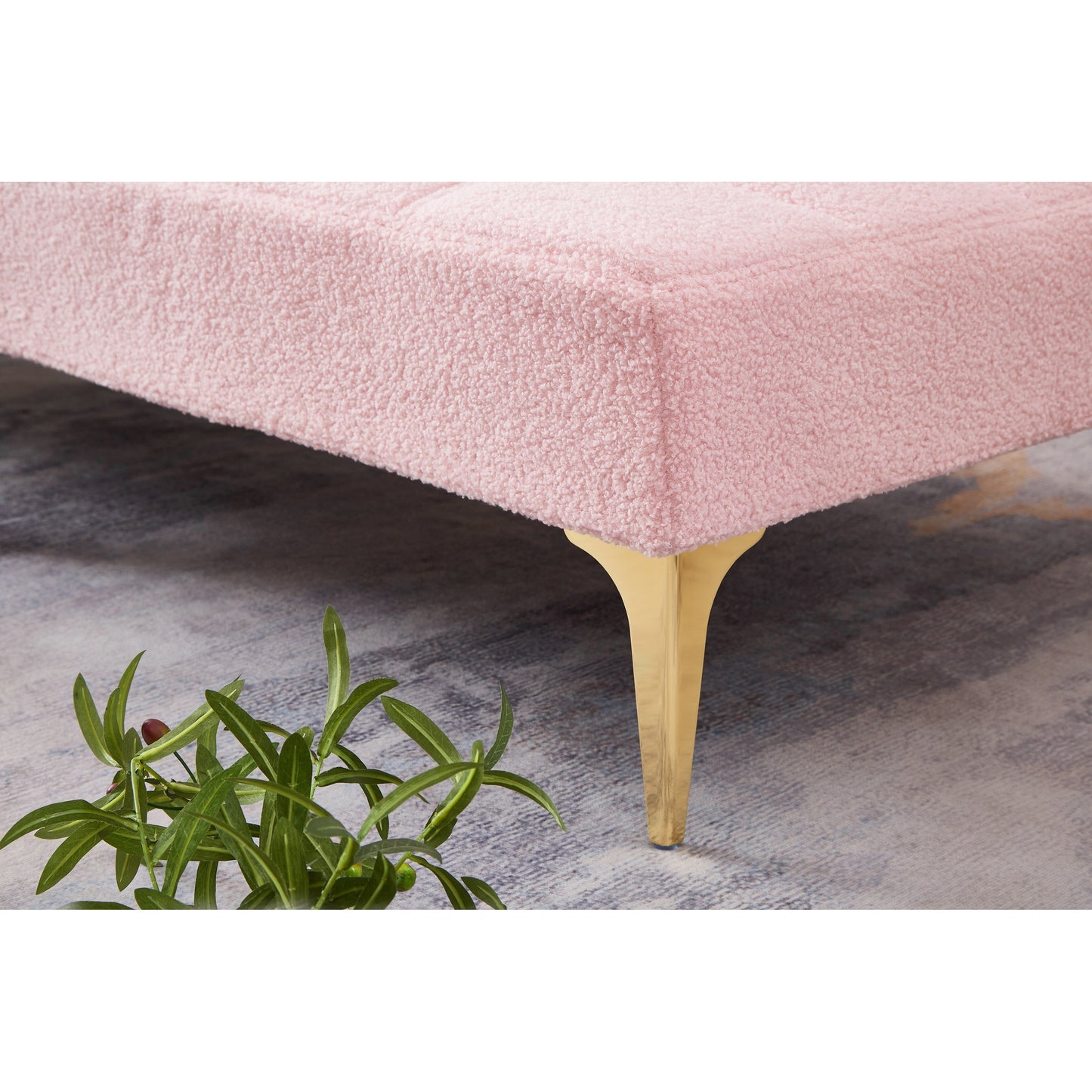 Divano letto singolo modulare in ciniglia con struttura in legno