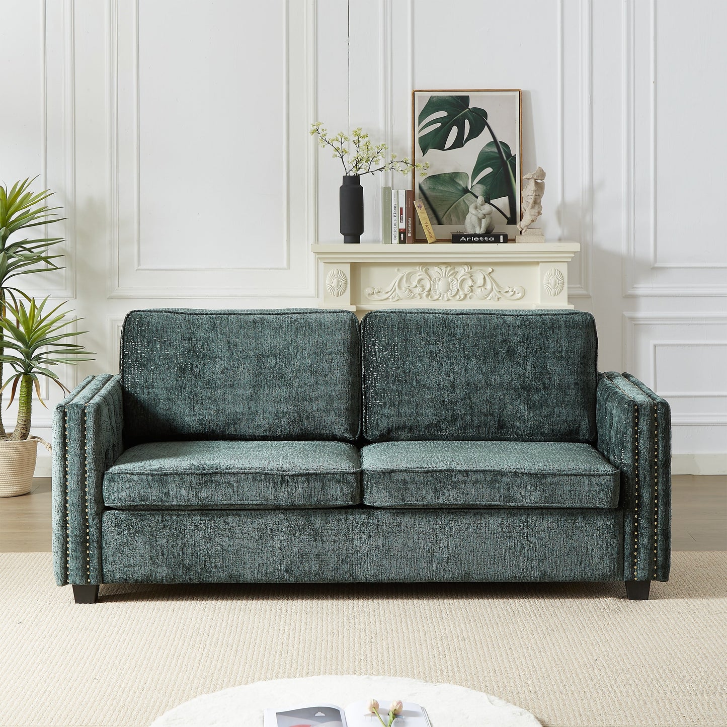 Divano letto in ciniglia con materasso in memory foam