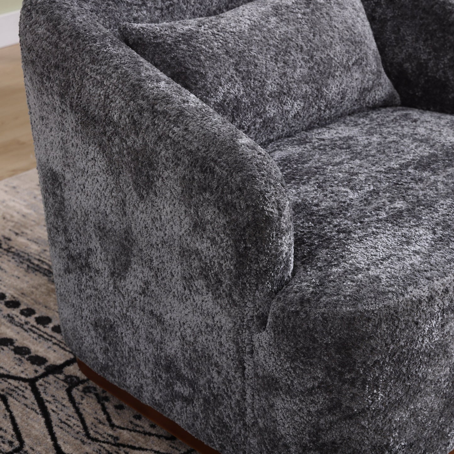 Poltrona girevole in ciniglia, comodo divano decorativo a 360 gradi per soggiorno, camera da letto e studio con cuscino rimovibile