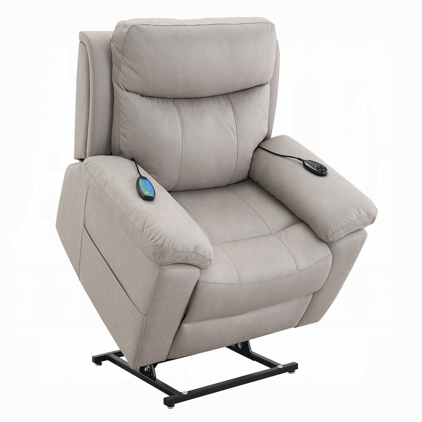 Poltrona reclinabile e sollevabile Cheru Power Motion con massaggio riscaldato, grigia