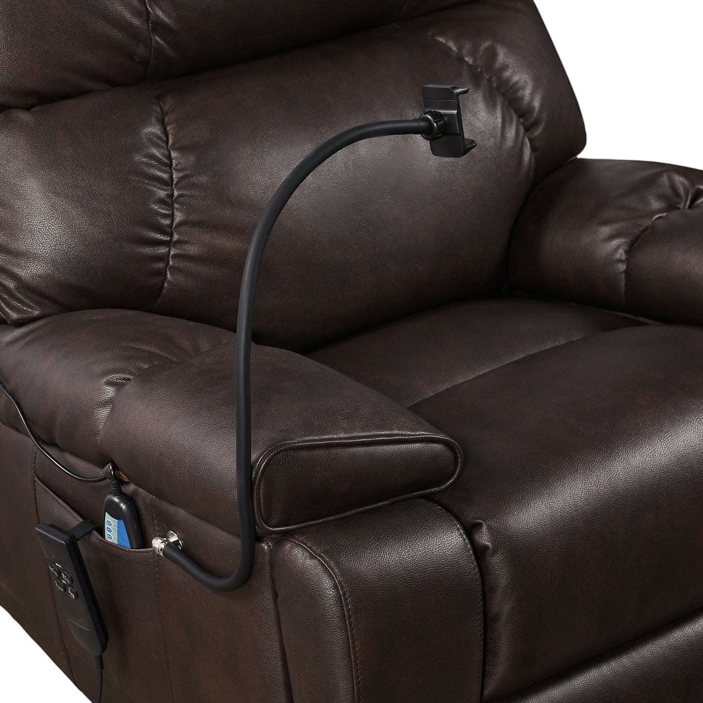 Christopher Knight Home - Poltrona reclinabile elettrica con doppio motore, massaggio, riscaldamento, portabicchieri e supporto regolabile per telefono
