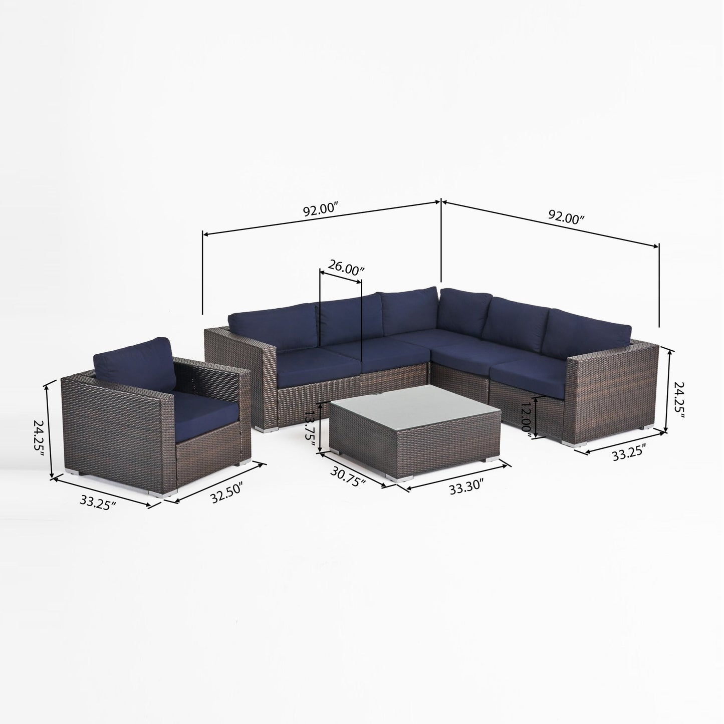 Christopher Knight Home Santa Rosa Outdoor Set di 7 sedute in vimini componibili