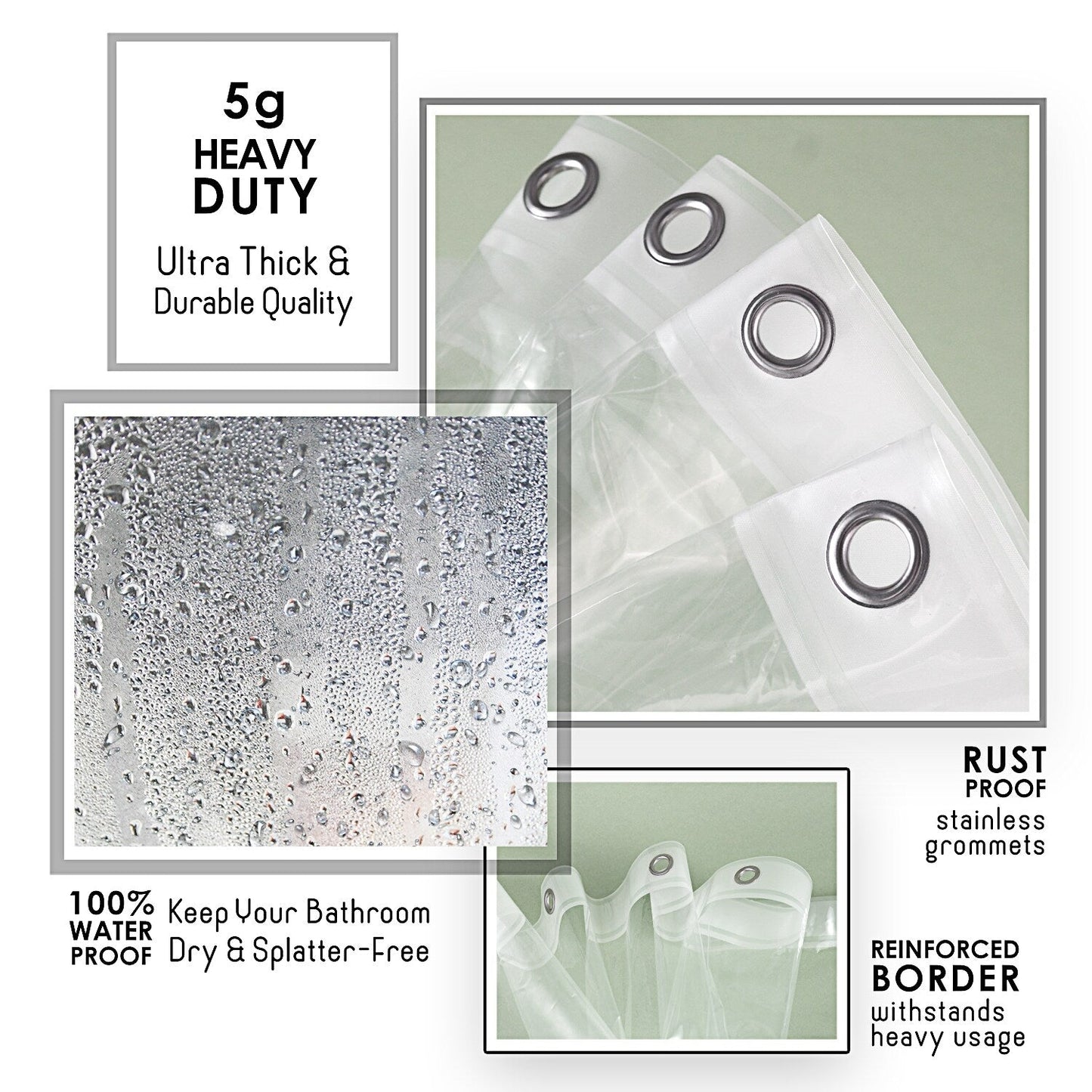 Tenda da doccia Clara Clark Heavy Duty 5G resistente alla schiuma