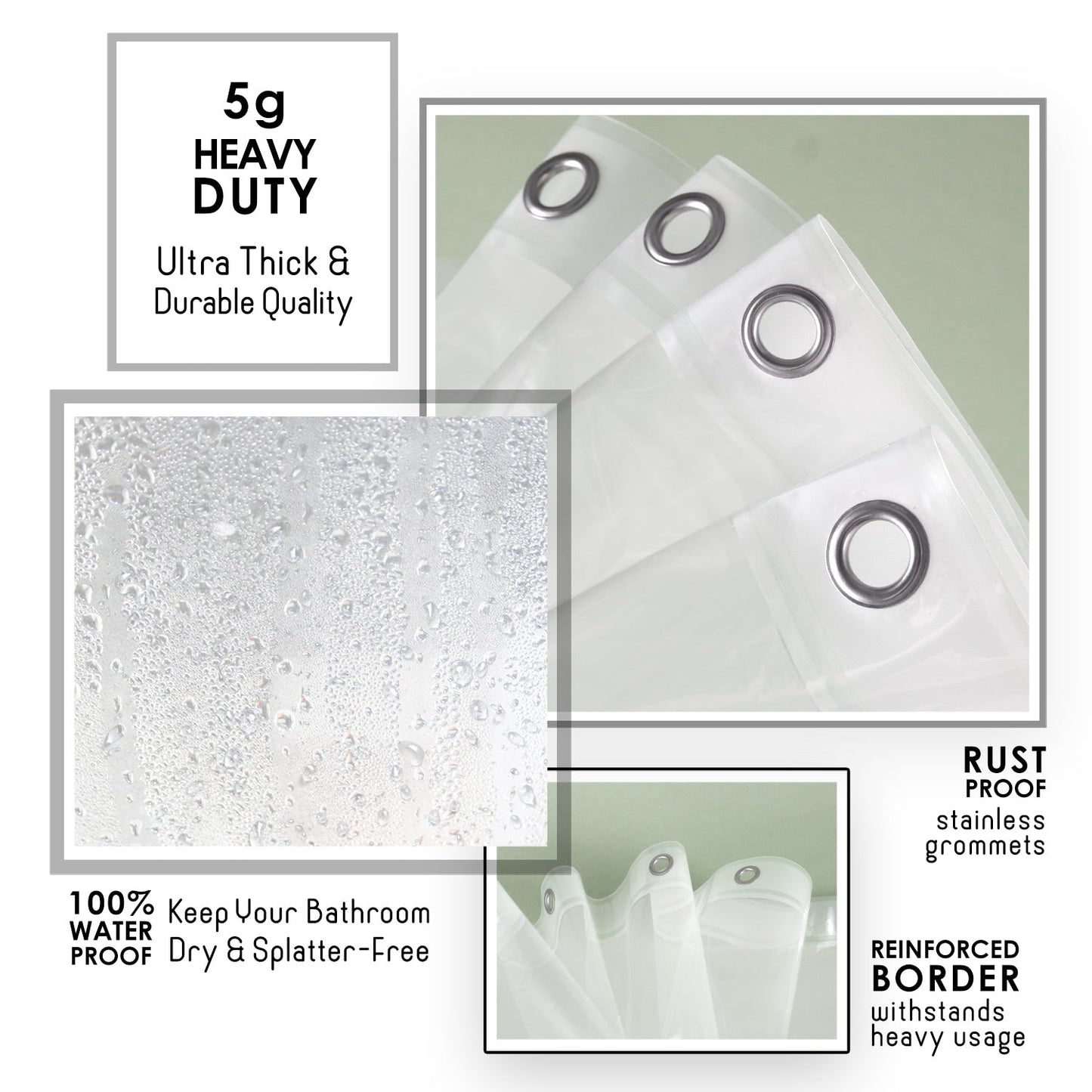 Tenda da doccia Clara Clark Heavy Duty 5G resistente alla schiuma